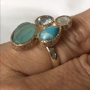 Silver ring larimar, topaz, moonstone chalcedony 7